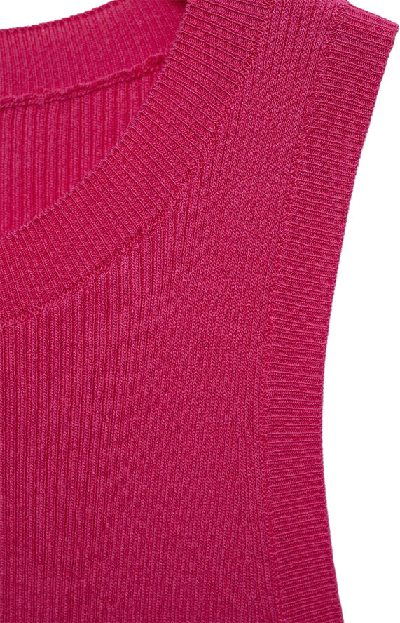MANGO Ribbed knit top Bright pink