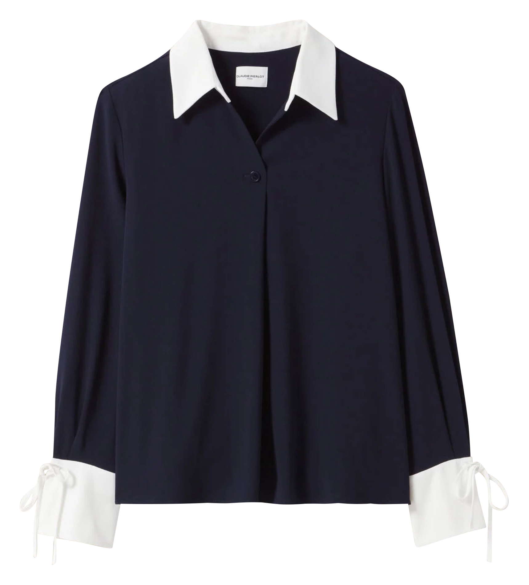 Blouse fluide à col contrasté | Multicolore