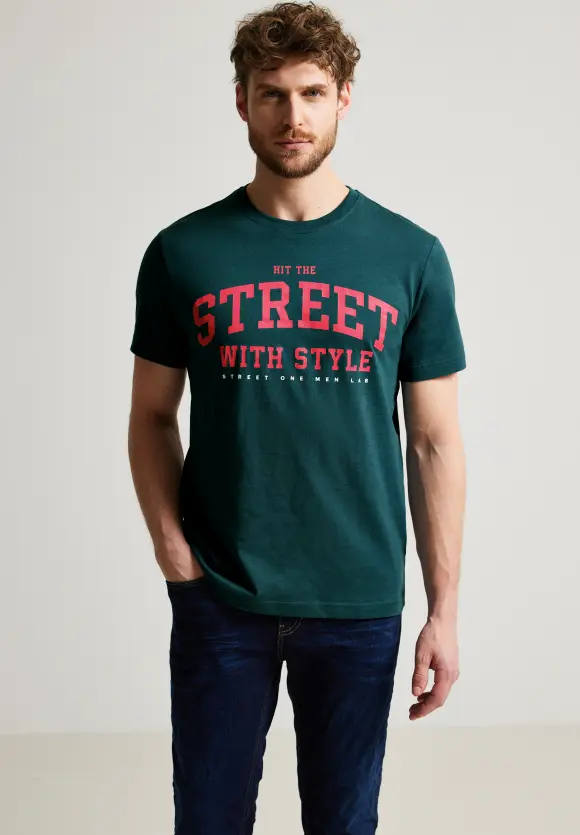 T-Shirt mit Frontprint - oxford green