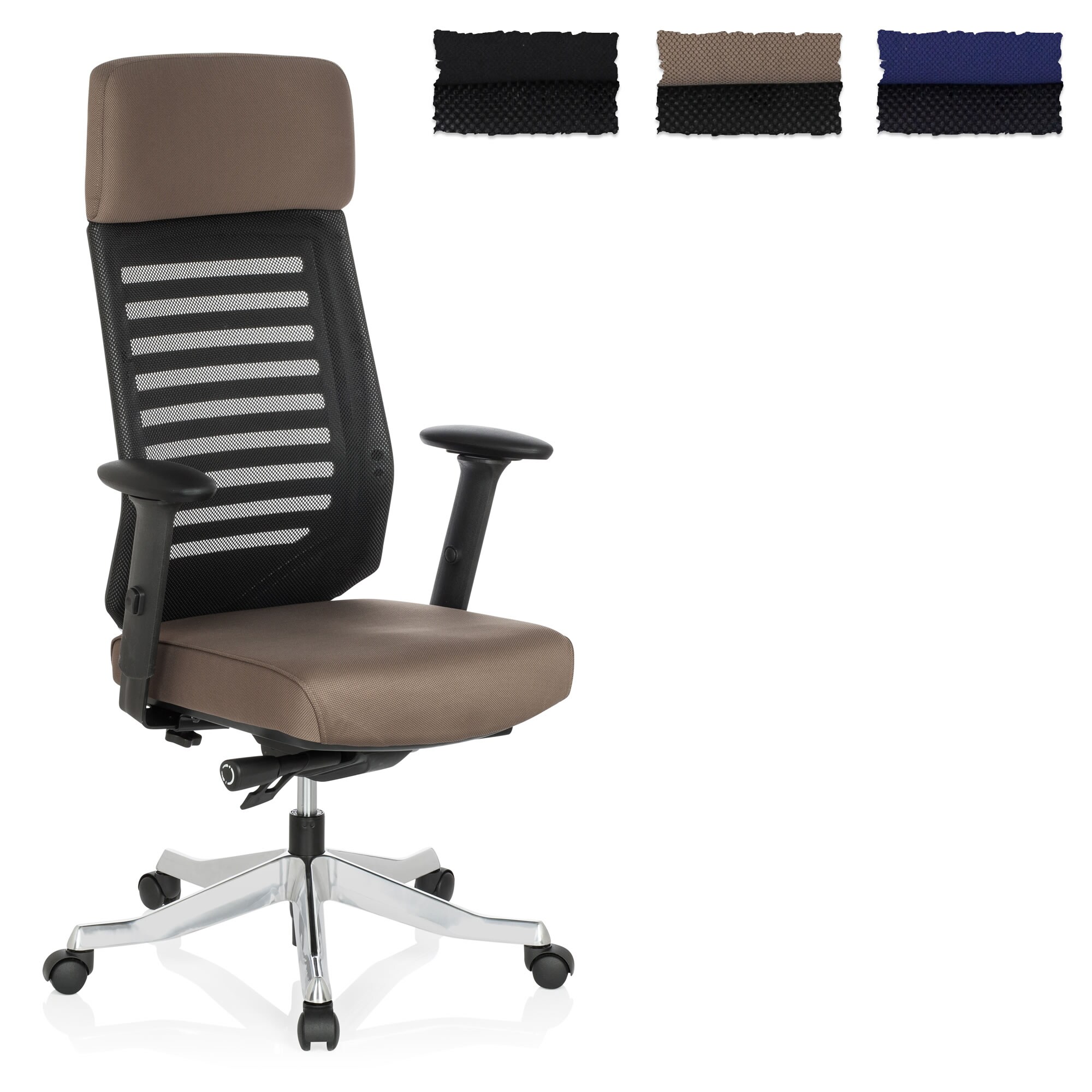 Profi Bürostuhl ASGON Stoff/Netzstoff mit Armlehnen hjh OFFICE