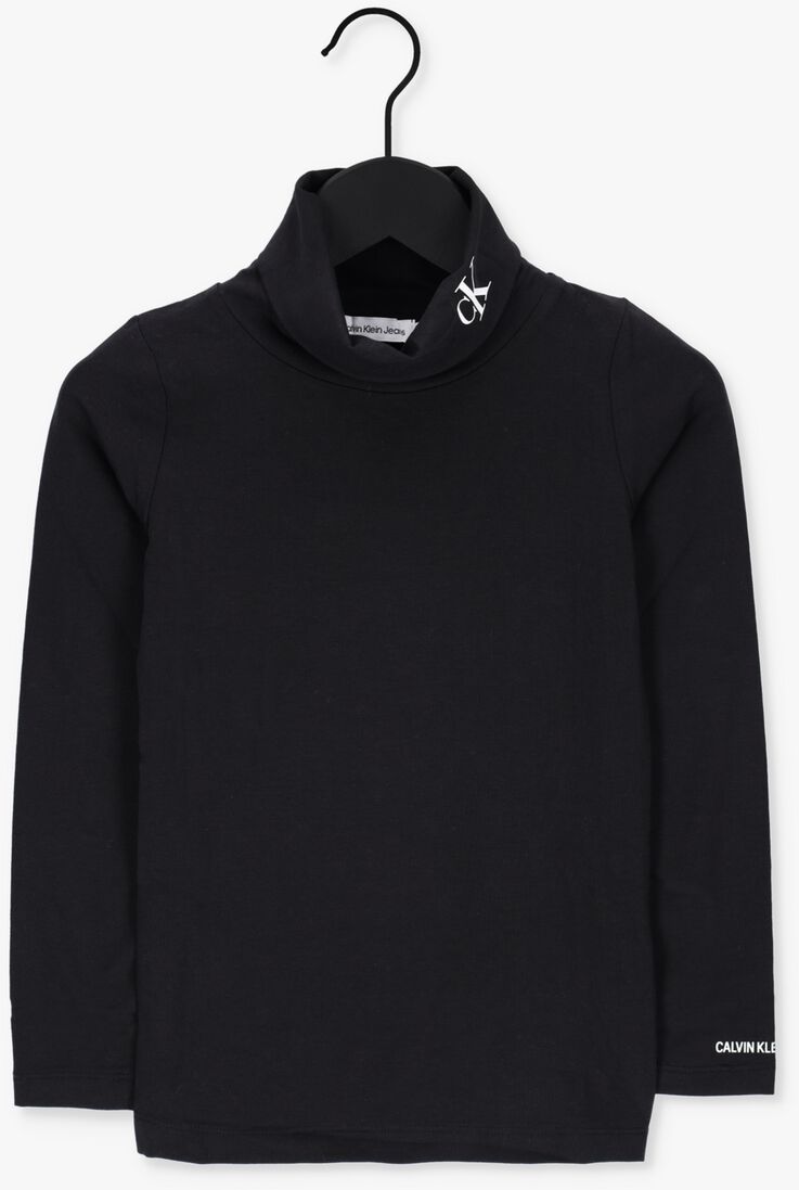 CALVIN KLEIN zwarte calvin klein  monogram ls roll neck top