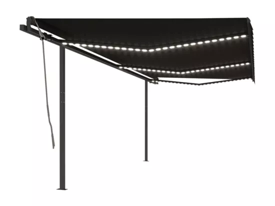 Auvent manuel rétractable avec LED 6x3 m Anthracite