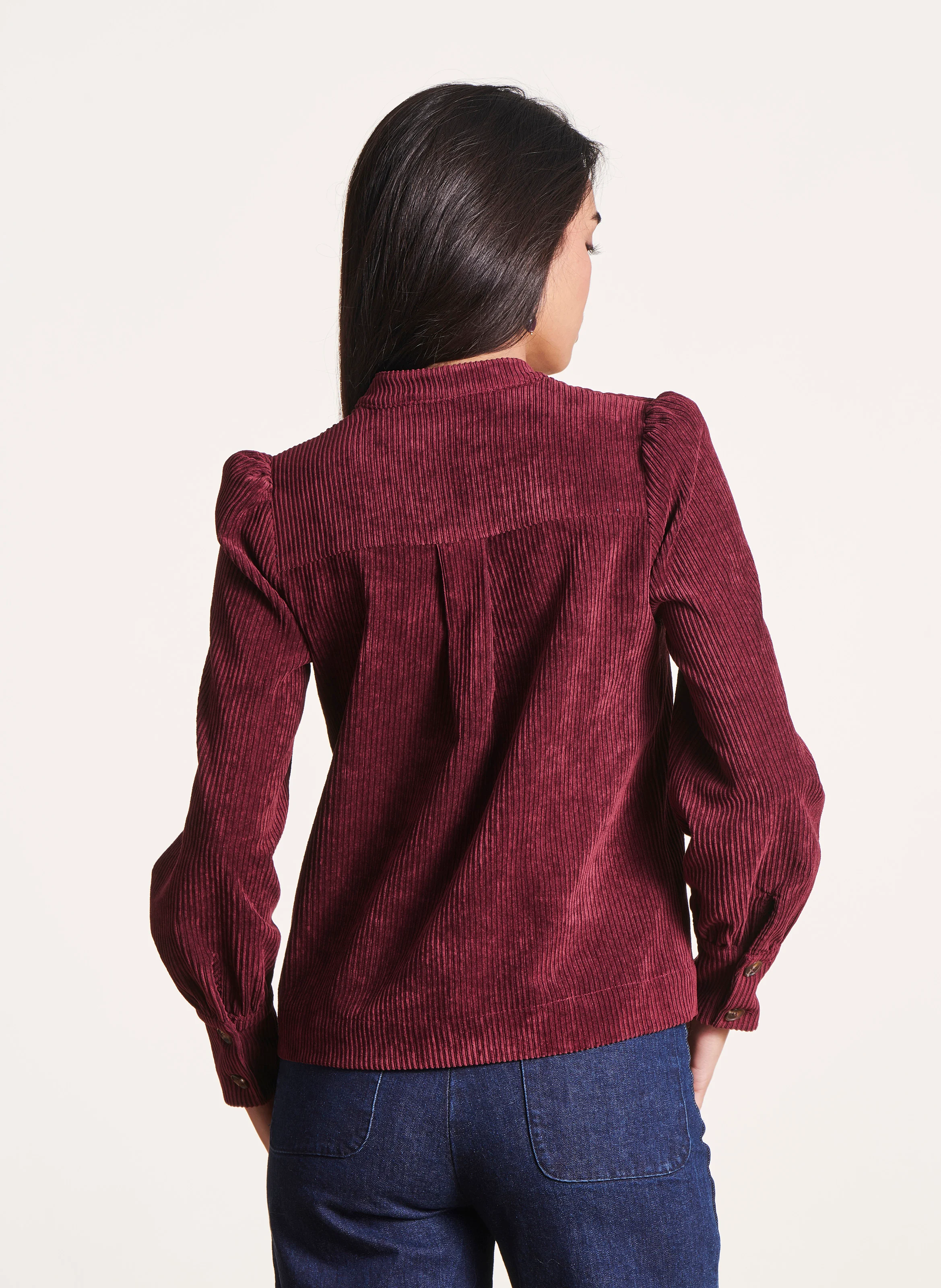 Chemise col tunisien| Marron