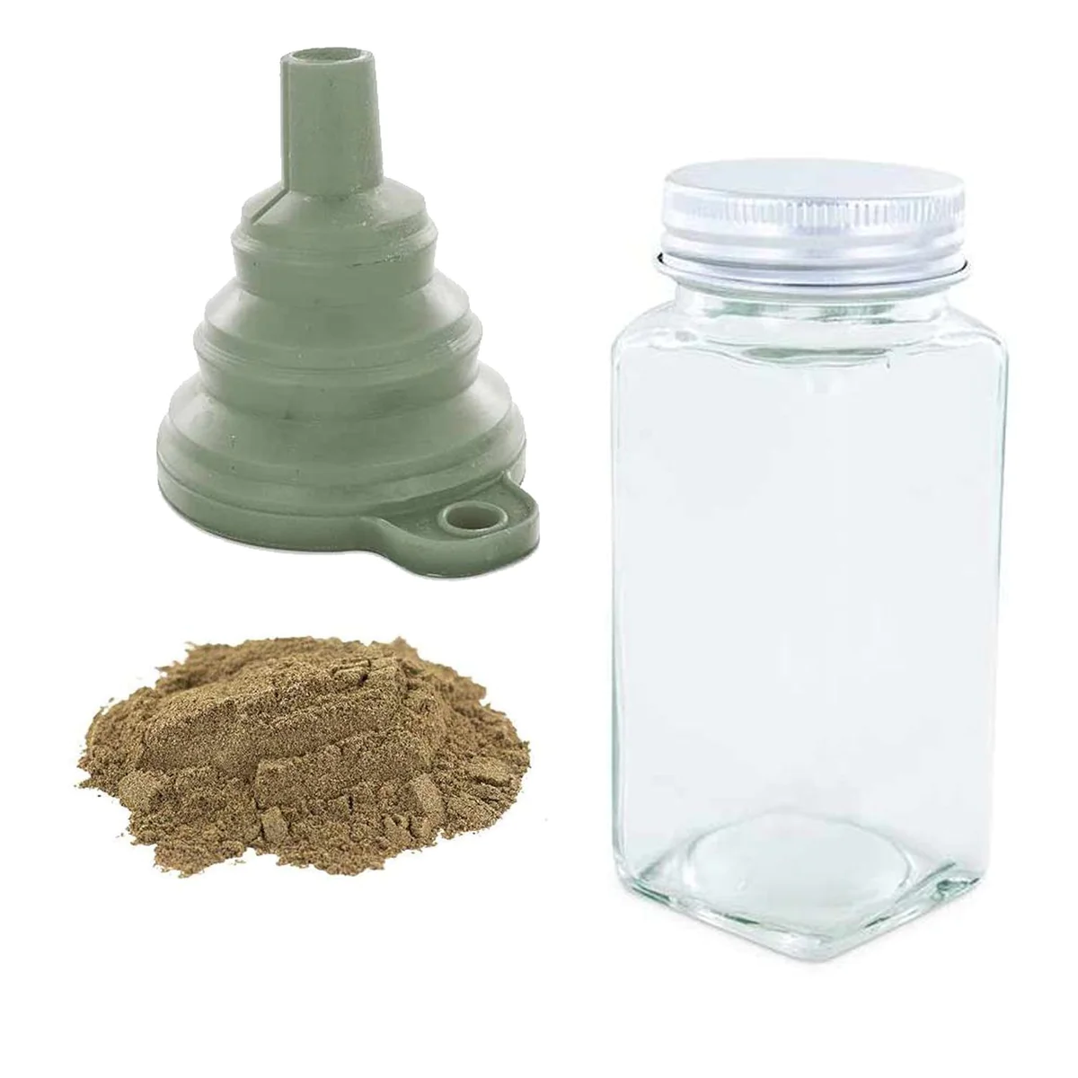 Flacon à épices poudreur + entonnoir + poivre noir 50 g Aromandise