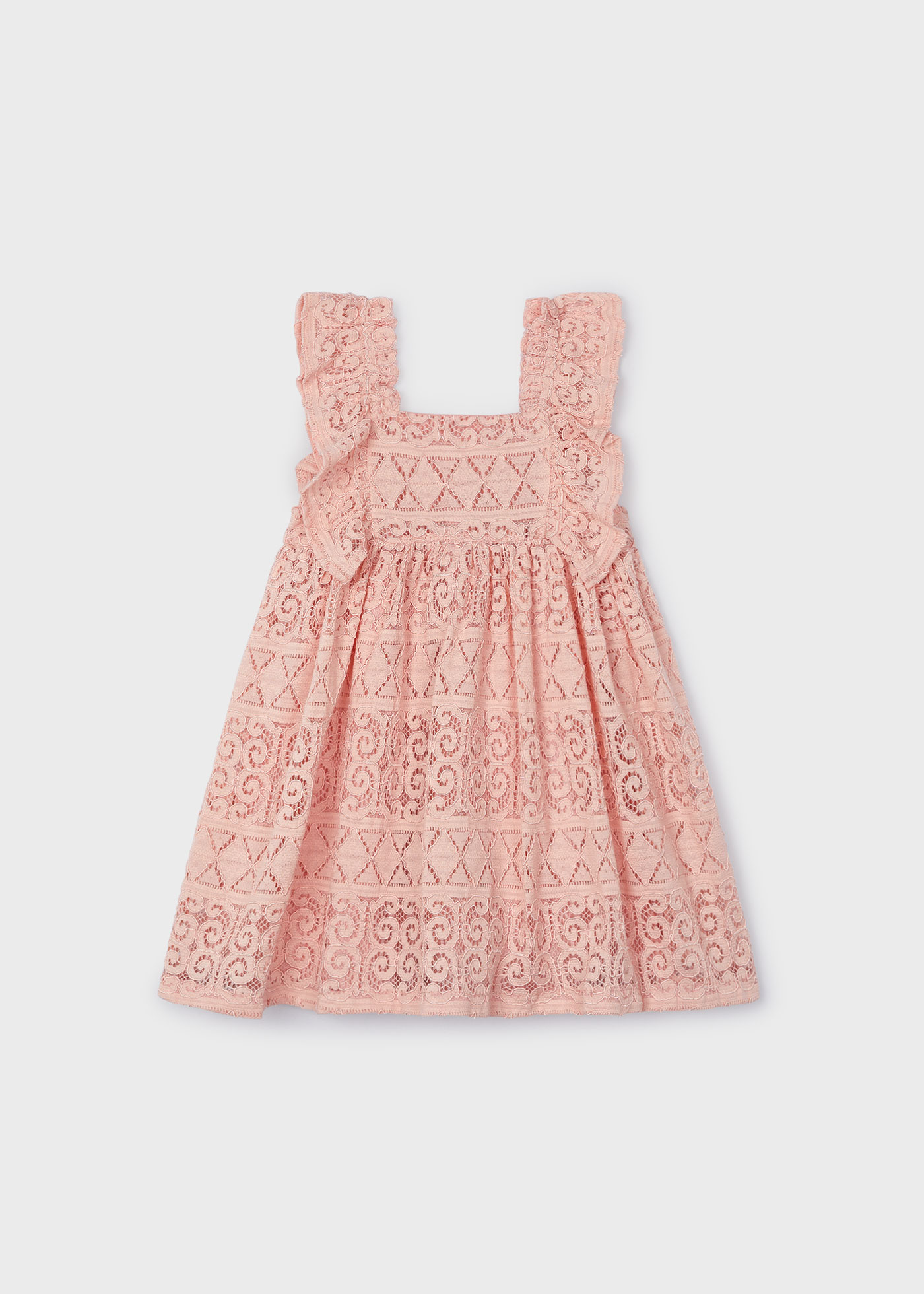 Vestido de crochê para meninas, branco-creme