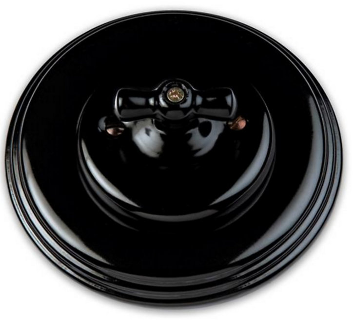 Interrupteur va-et-vient Fontini Garby Porcelaine noire, manette noire