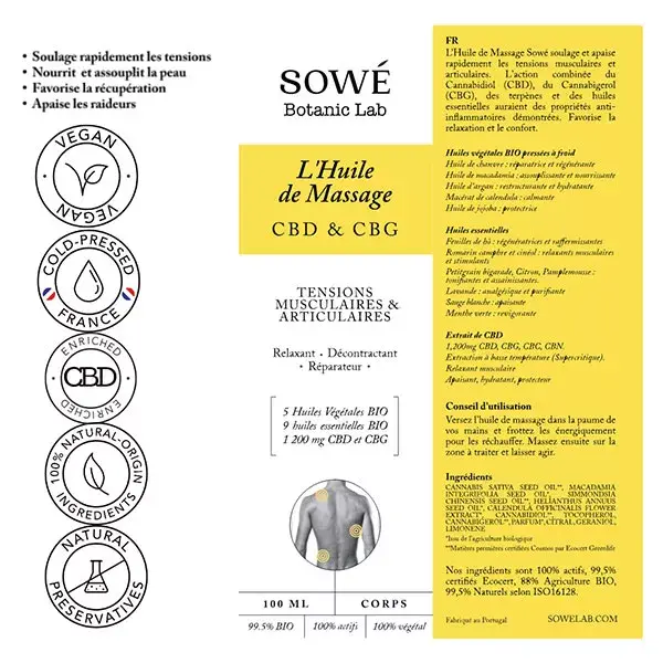 Óleo de Massagem CBD Orgânico Sowé 200ml
