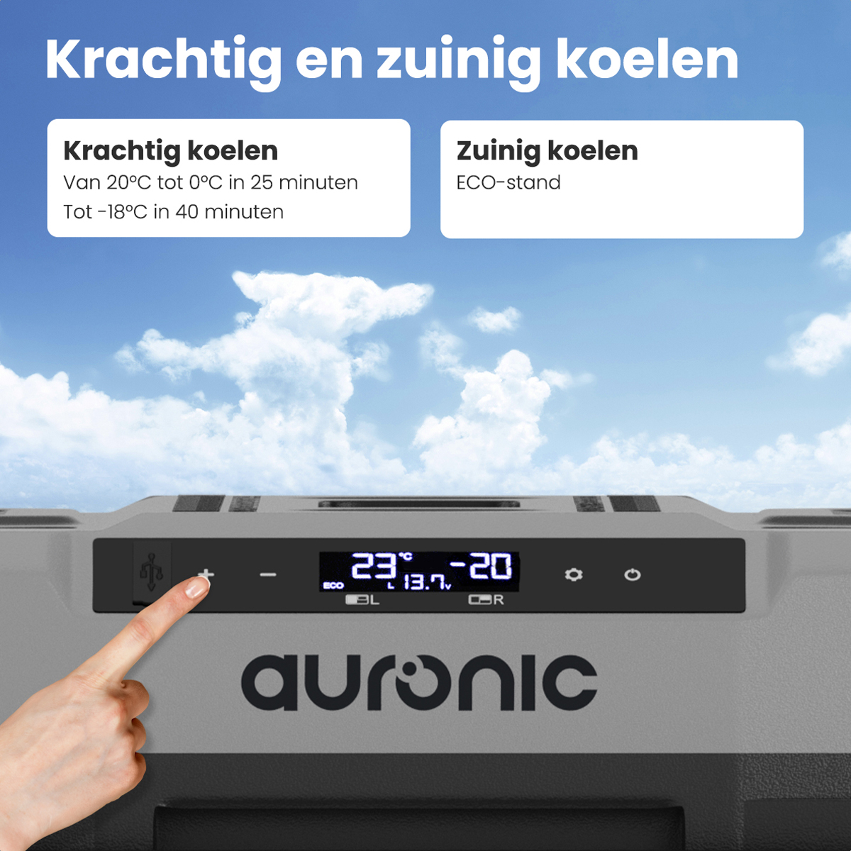 Auronic 49 liter Dual Zone compressor koelbox - Grey