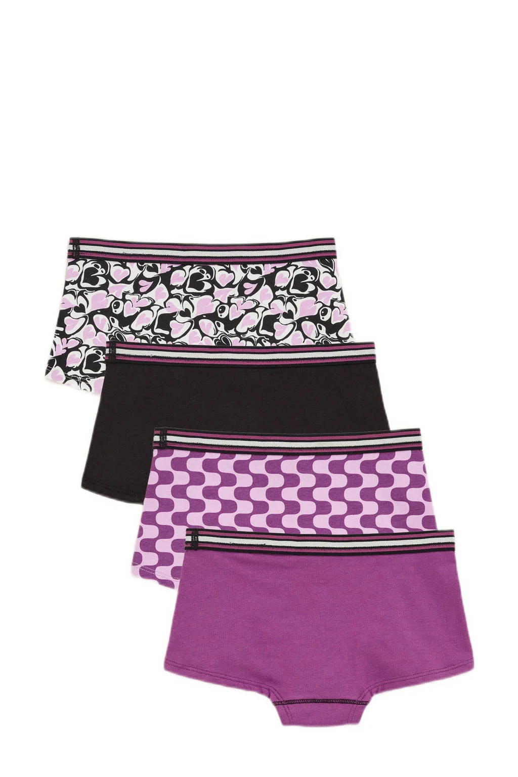 WE Fashion meisjes boxer (set van 4) paars/zwart