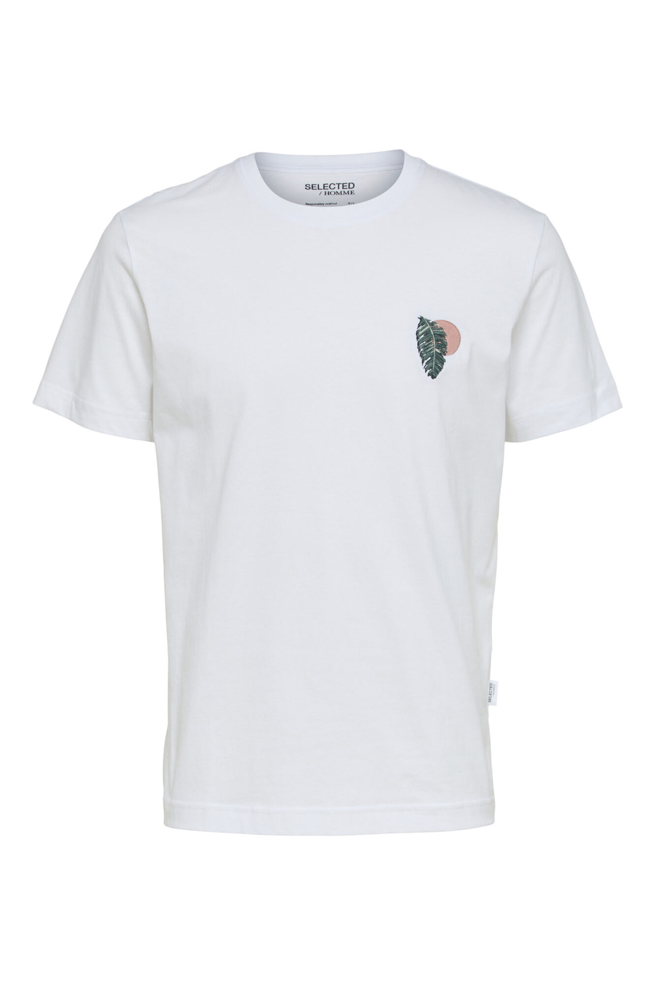 Camiseta de algodão orgânico com detalhes bordados - Branca