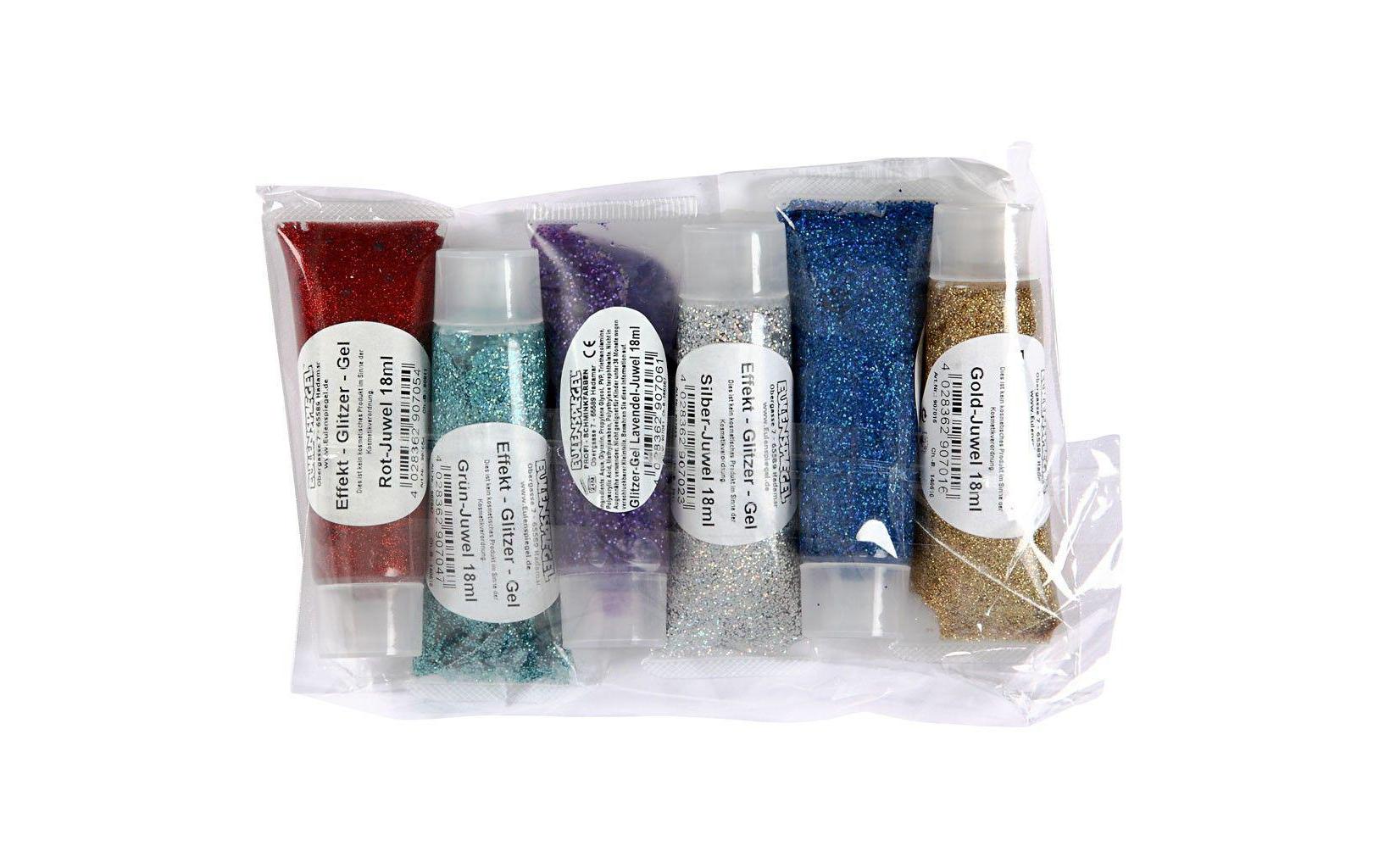 Schminkfarbe Glitzer 6 x 18 mlGlitzergel assortiert