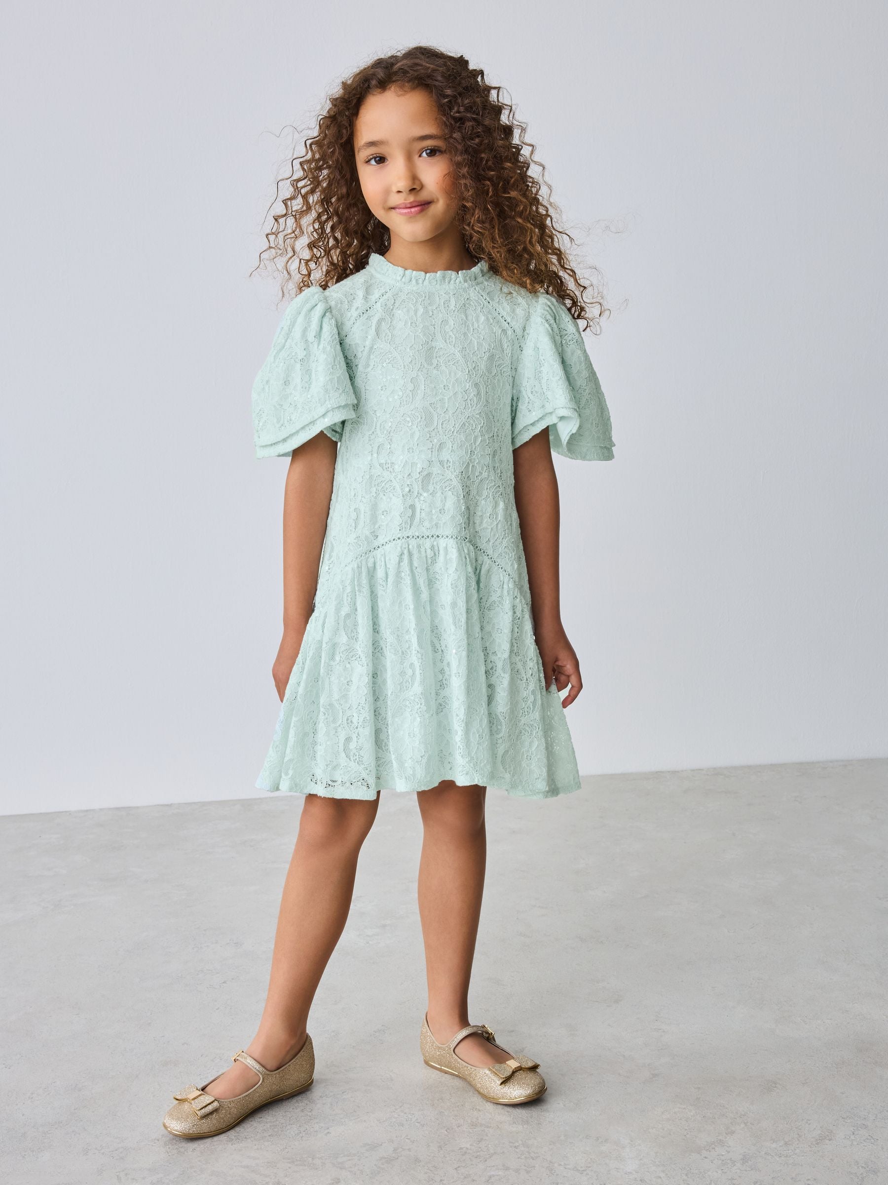 Mintgroen - Baker by Ted Baker Red Sequin Lace Angel Sleeve Dress