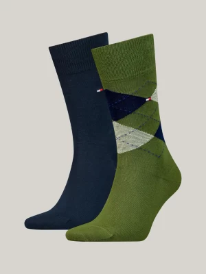 Pacote com 2 pares de meias clássicas com estampa de losangos.