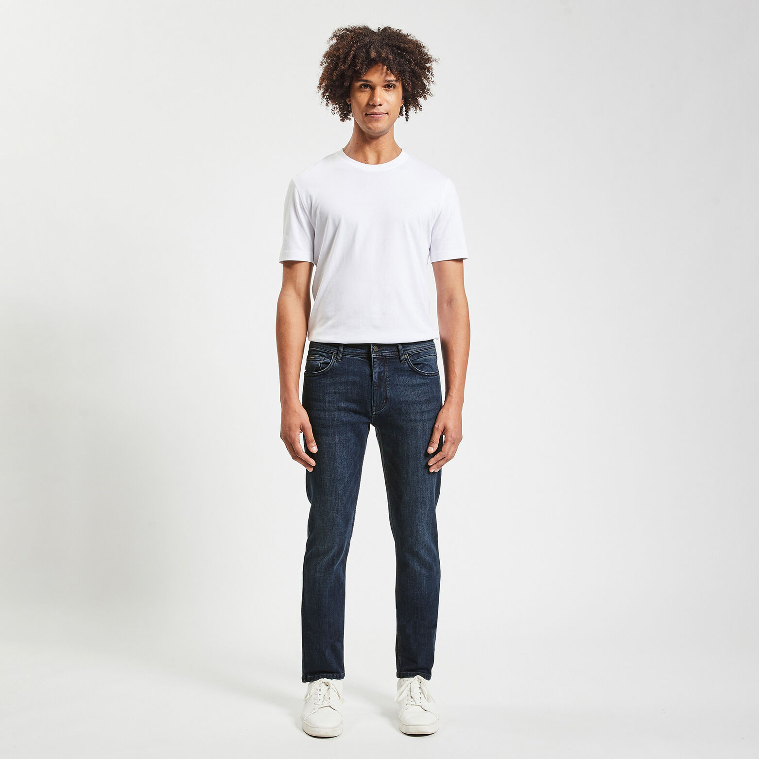 Jean straight intérieur doux Bleu