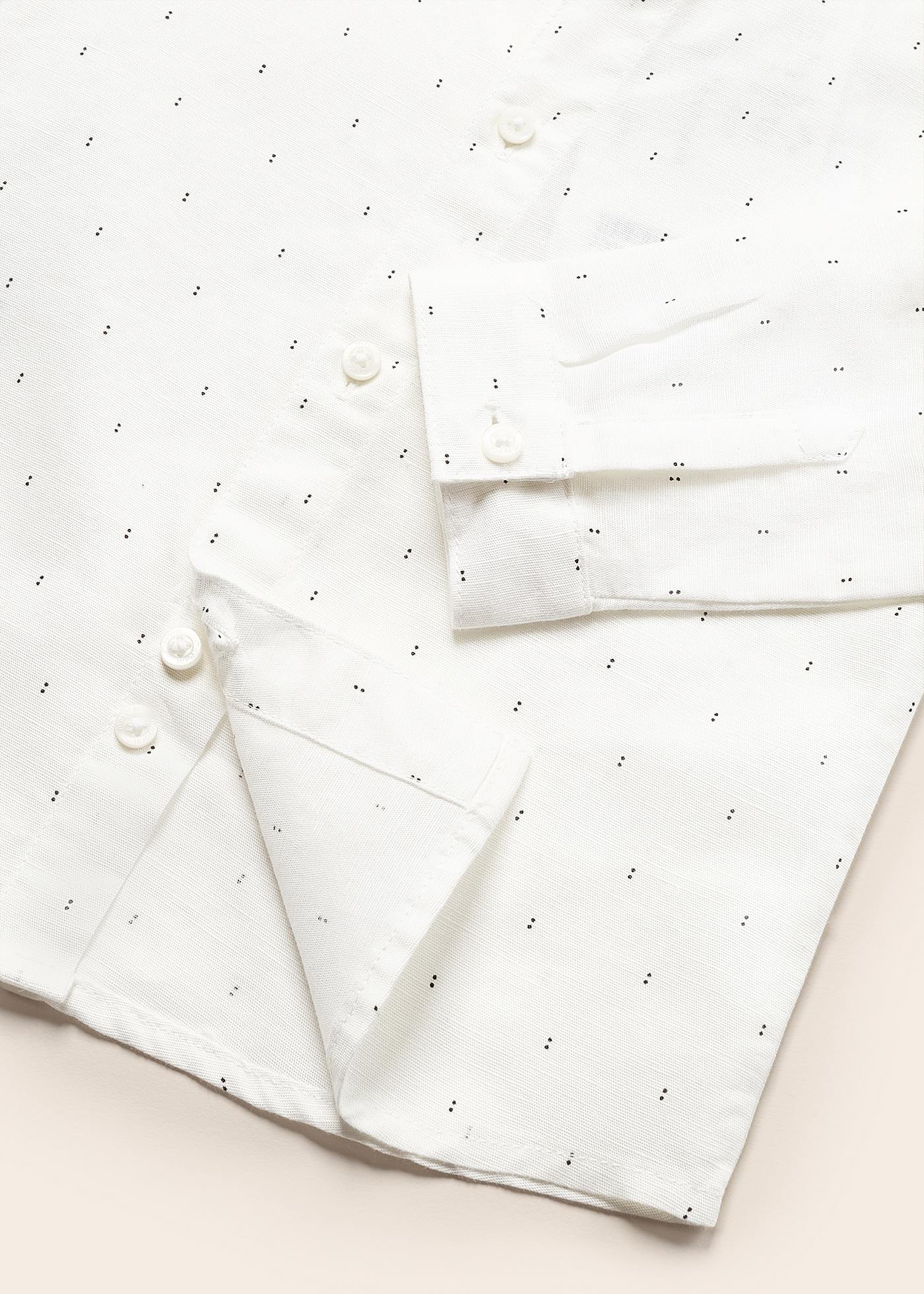 Camisa de linho estampada de manga comprida para bebê