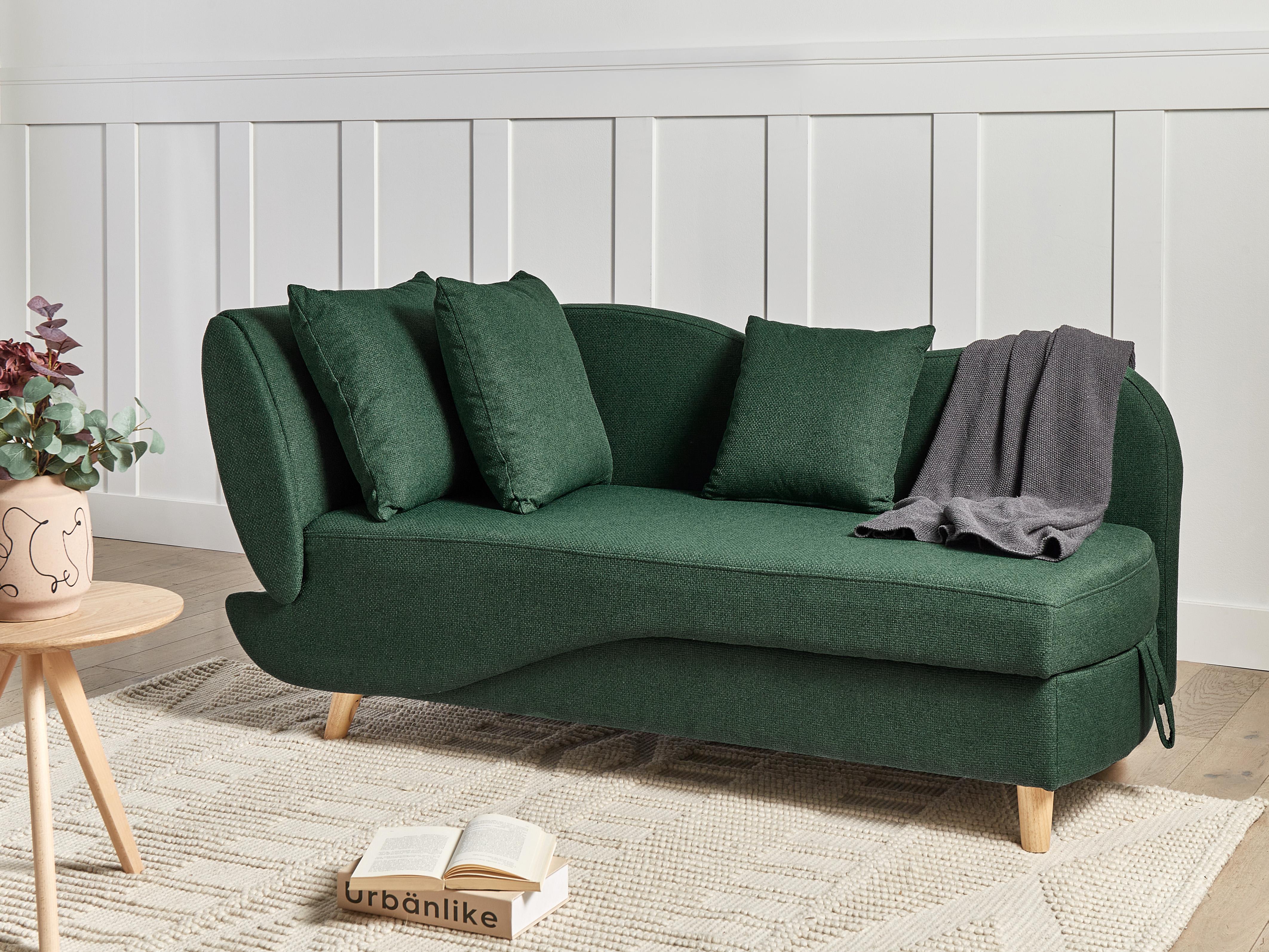 Linkszijdige chaise longue MERI Kunstlinnen Groen met opbergruimte