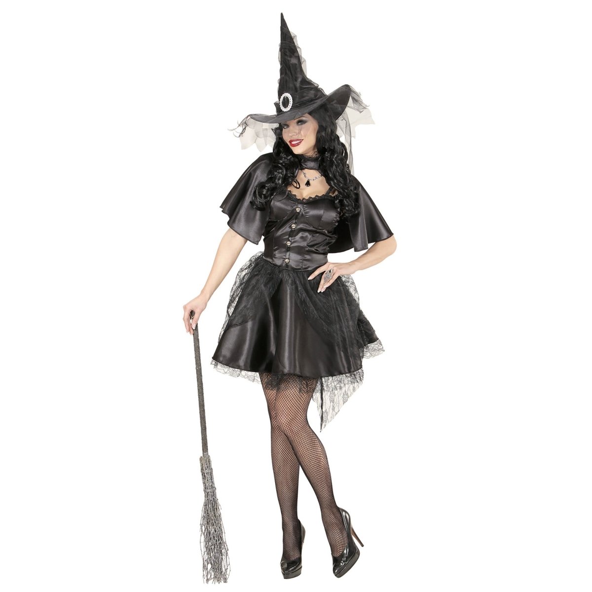 Halloween Jurk Zwart Dames Heks Tule 3 delig