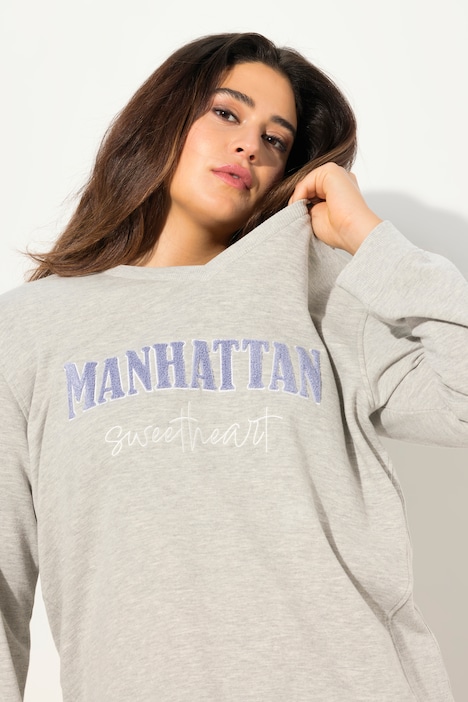 Sweatshirt, Frotteedruck, V-Ausschnitt, Langarm