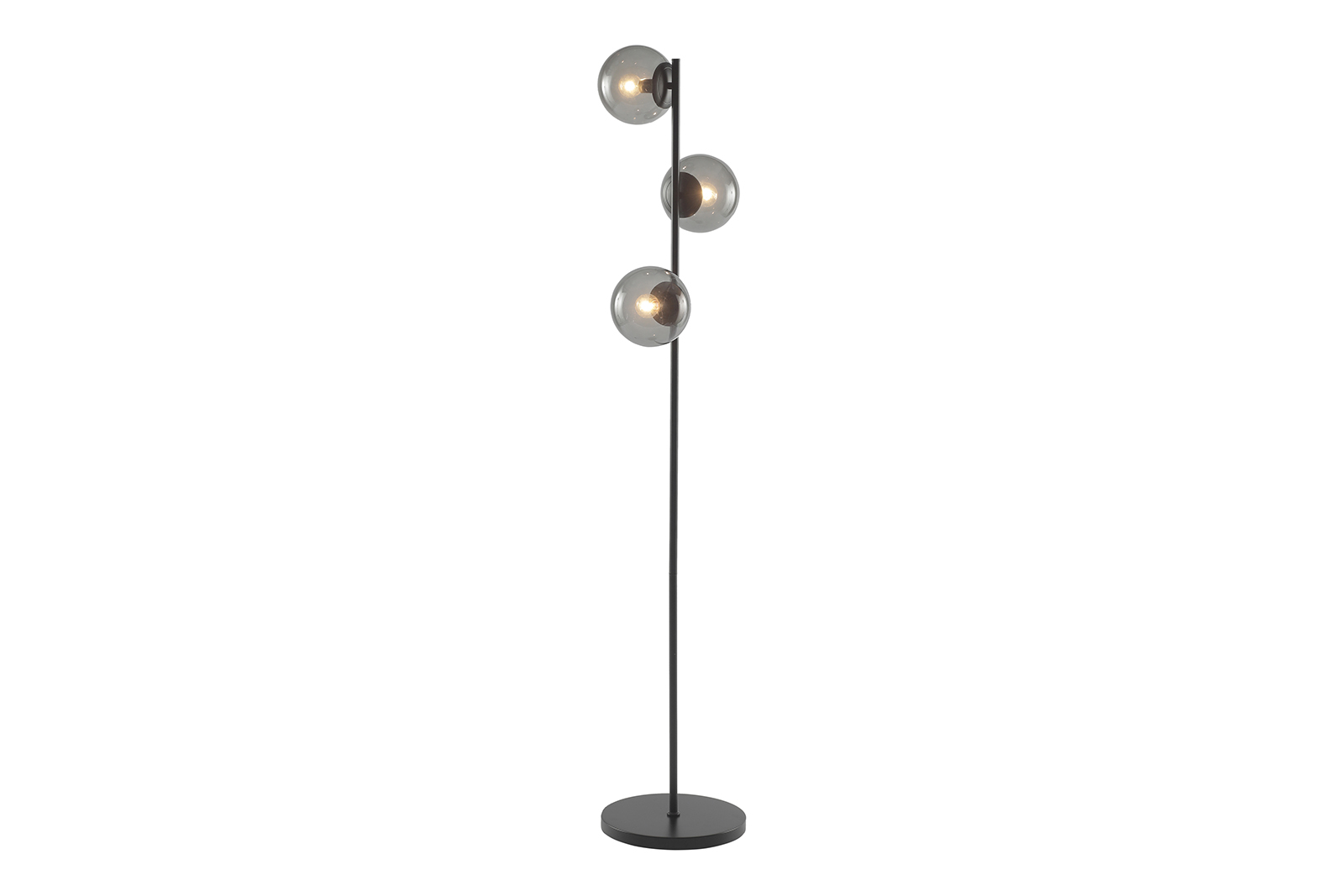 Vega gulvlampe Sort, H150 cm med røkfarget glass