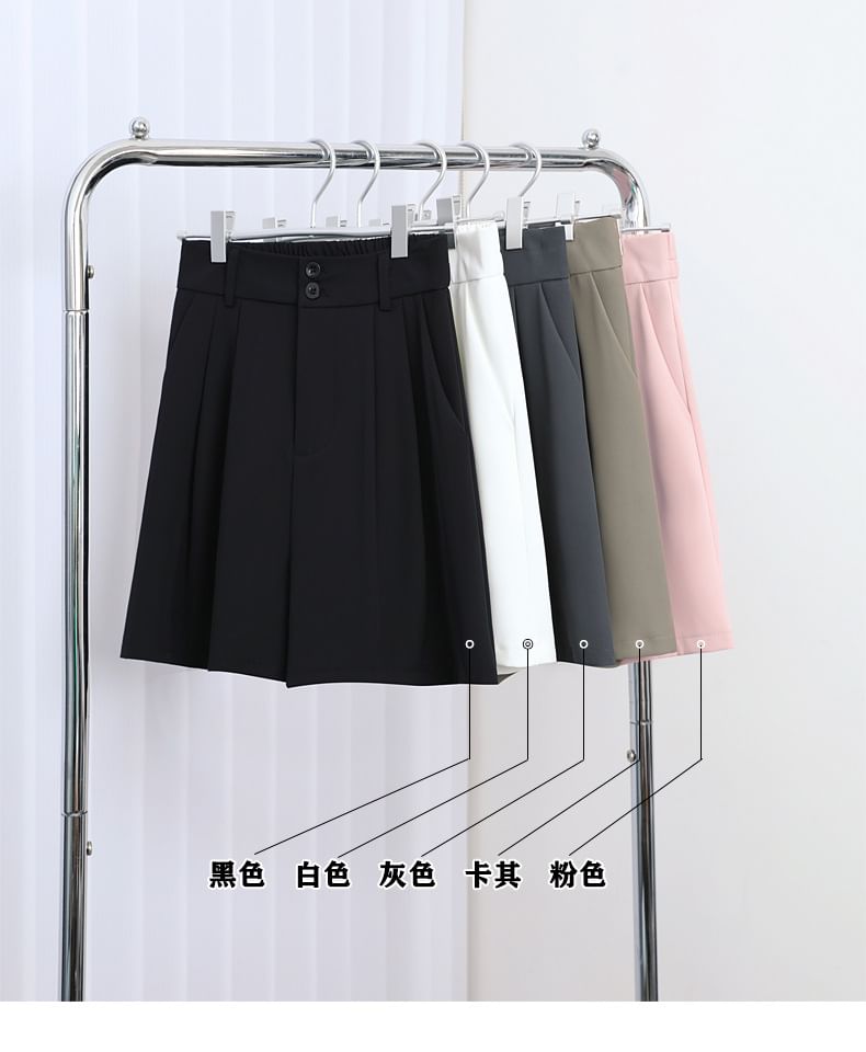 OGAWA - Hoge taille, effen, wijde pijpen shorts