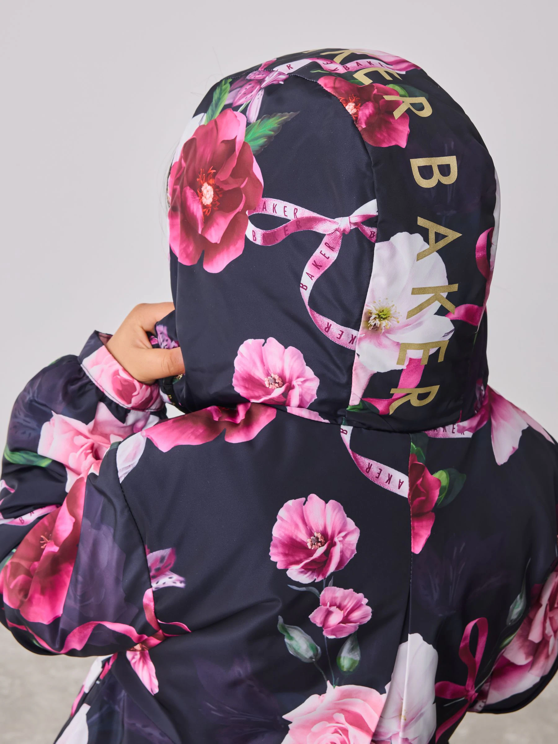 Marineblauw - Baker by Ted Baker regenjas met merklogo op de zoom