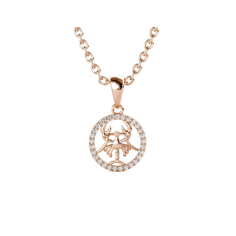 Pendentif Zodiaque Cancer - Or Rosé et Cristal