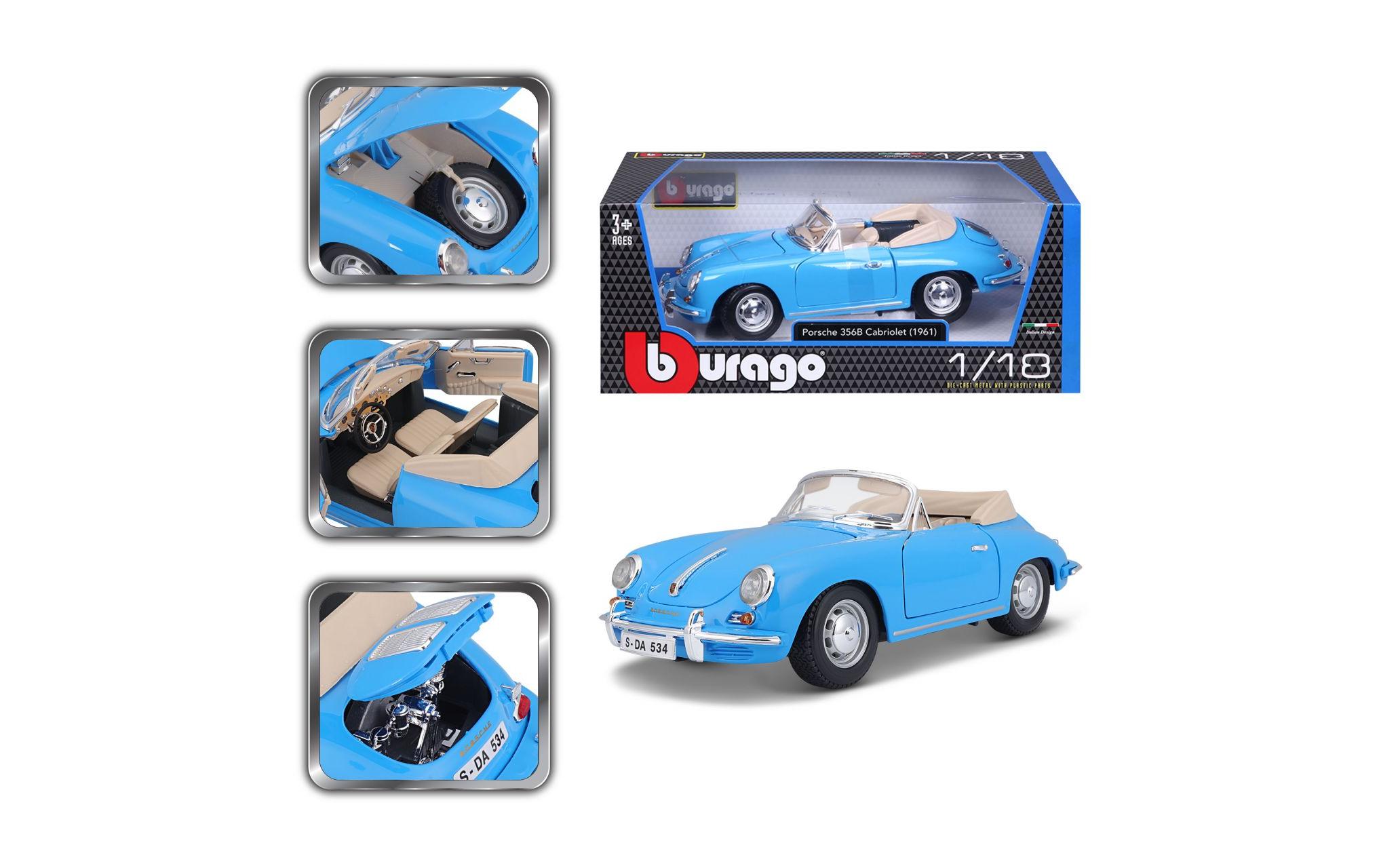 Porsche 356B Cabriolet 1961 Blau 1:18Sammlermodell im Massstab 1:18