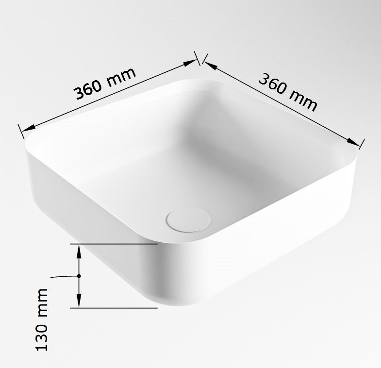 Mondiaz Binx Solid Surface waskom 36x36cm smoke