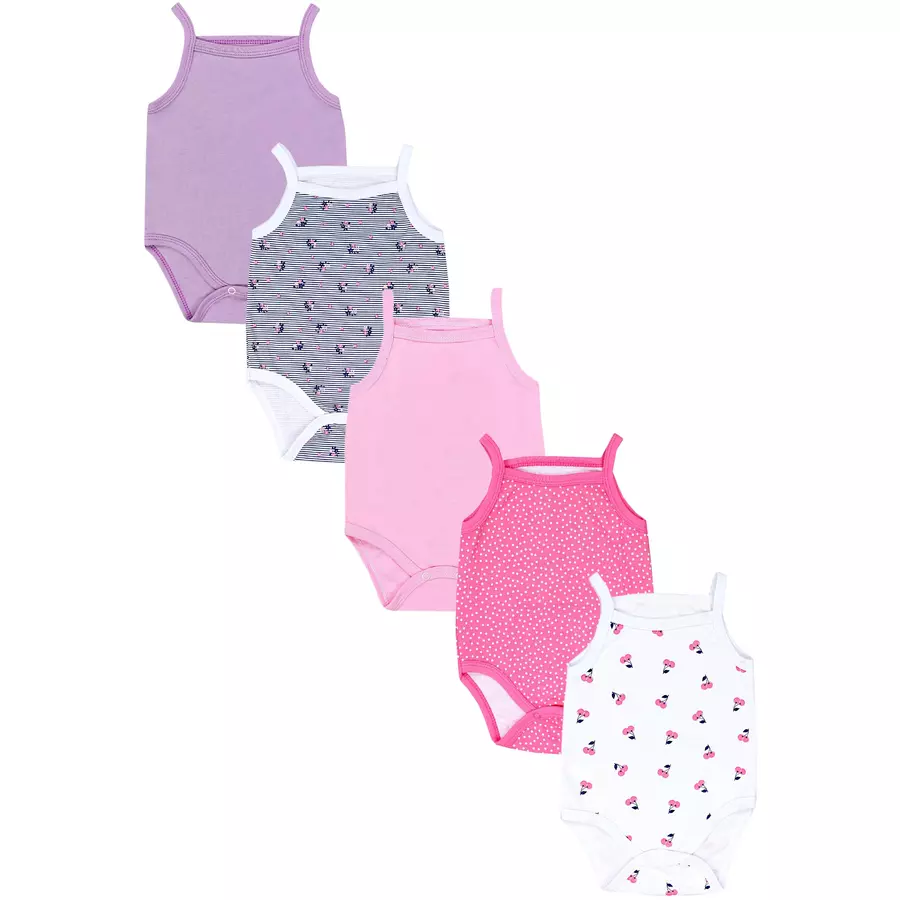 TupTam Mädchen Babybody mit Spagettiträger Sommer 5er Pack lila