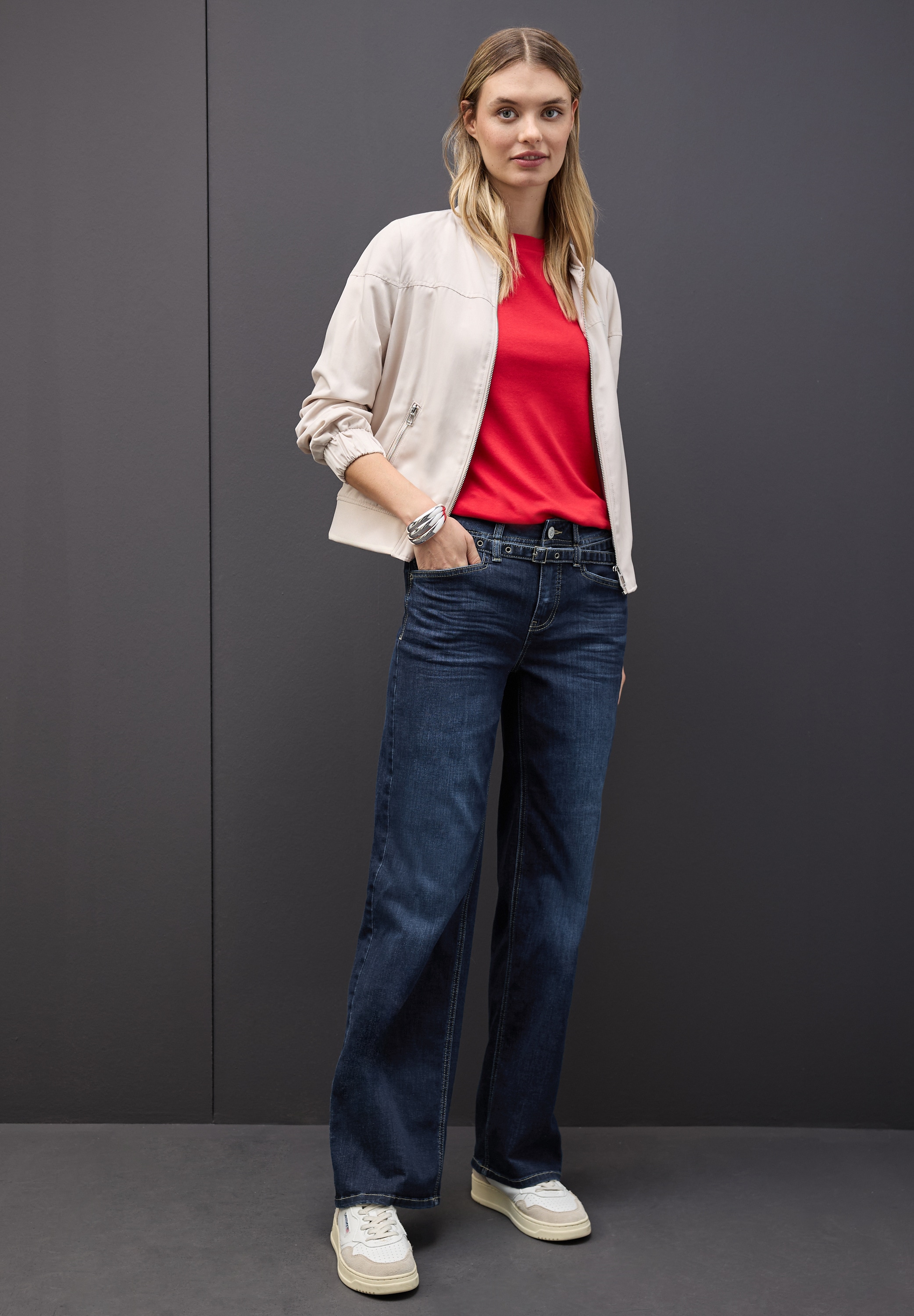 STREET ONE Weite Jeans mit Jeans-Gürtel