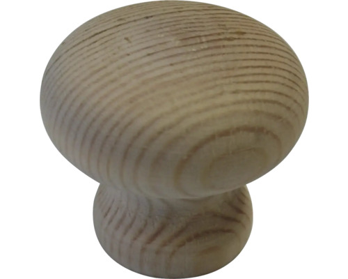 Meubelknop, hout, grenen/ruw, ØxH 33/30 mm