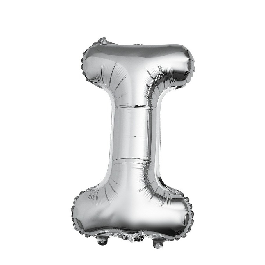 (80cm) Buchstaben Ballon Geburtstags Party Luftballon Folienballon - Buchstabe I / Silber