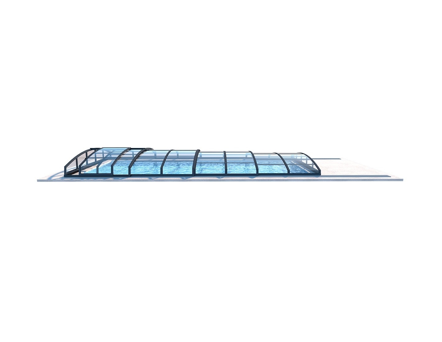 Abri de piscine skyline - 8,61x4,20 m - polycarbonate alvéolaire 8 mm - couleur ral7016 graphite