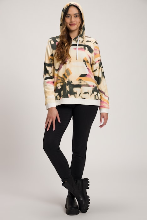 Hoodie, grafisches Muster, Langarm, Kapuzenshirt