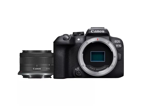 Canon EOS R10 - Digitalkamera - spejlløst - 24.2 MP - APS-C - 4K / 60 fps - 2.5x optisk zoom RF-S 18-45 mm F4.5-6.3 IS STM objektiv - Wi-Fi, Bluetooth - sort