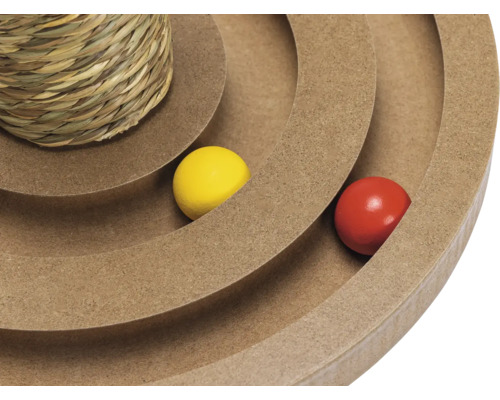 Karlie Brigitte houten krabpaal, zeegras met speeltjes, 30 x 44 x 44 cm, beige