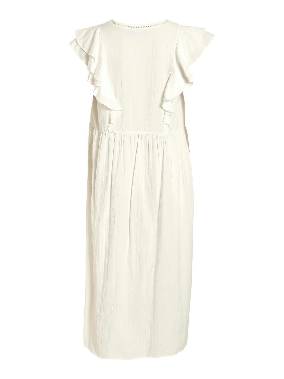 Vila  Vimatia V-Neck C/S Midi kjole - Egret
