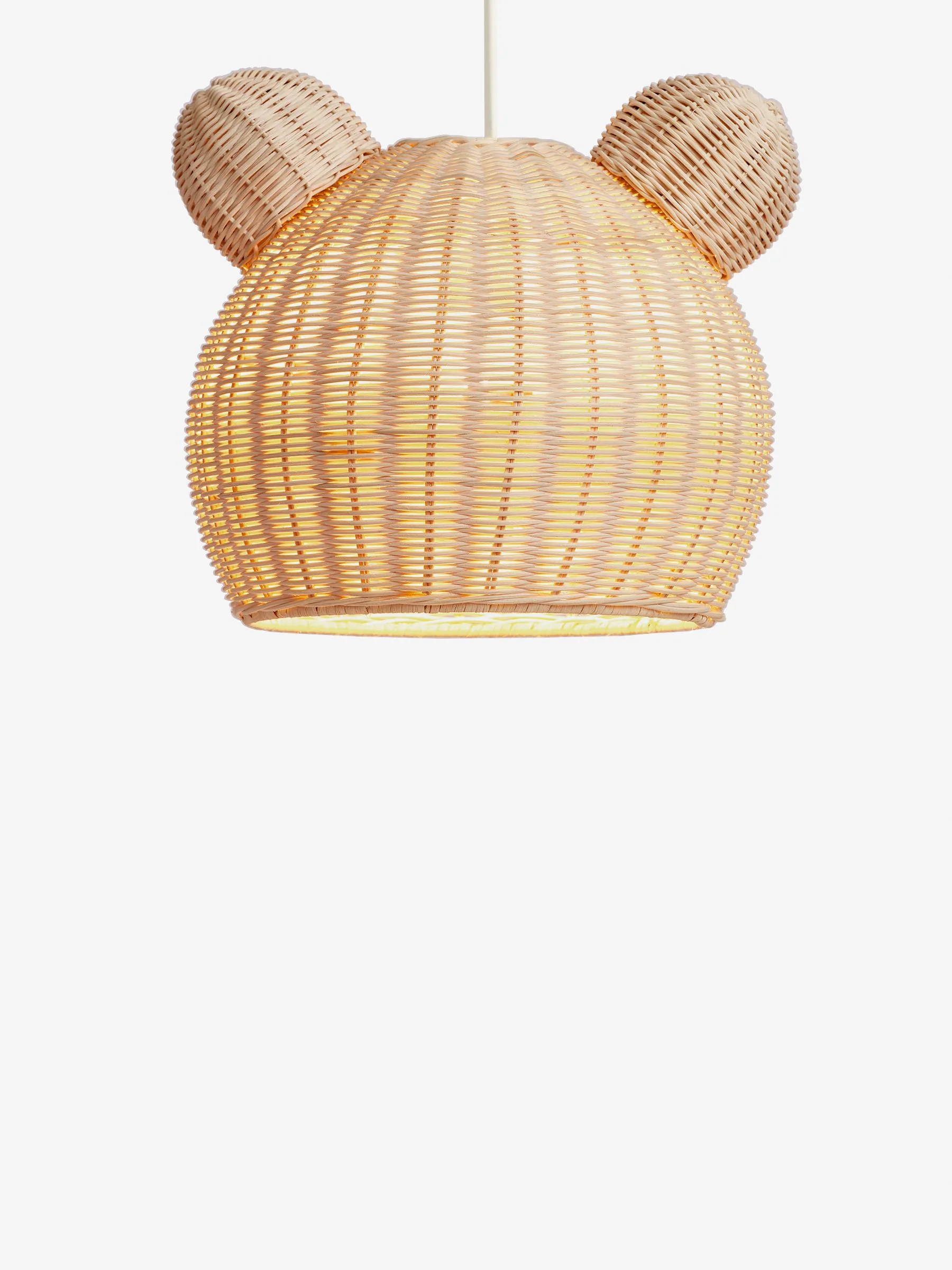 Eenvoudig te monteren lampenkap van rotan met teddybeervorm