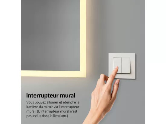 EMKE Miroir lumineux salle de bain 70x50cm, Miroir LED salle de bain, Miroir avec l'éclairage, Lumière Chaude