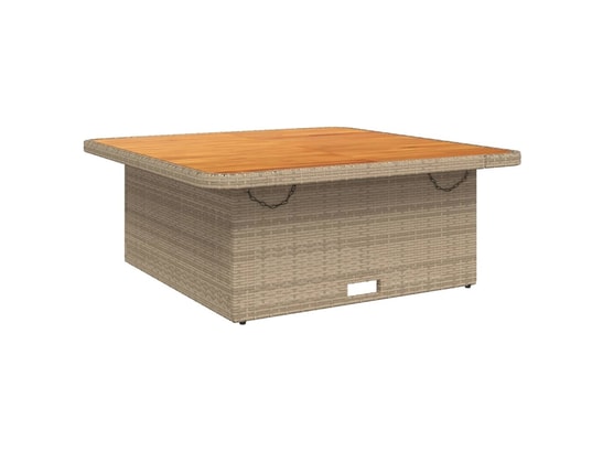 VIDAXL - Table de jardin beige 110x110x71 cm résine tressée bois acac...
