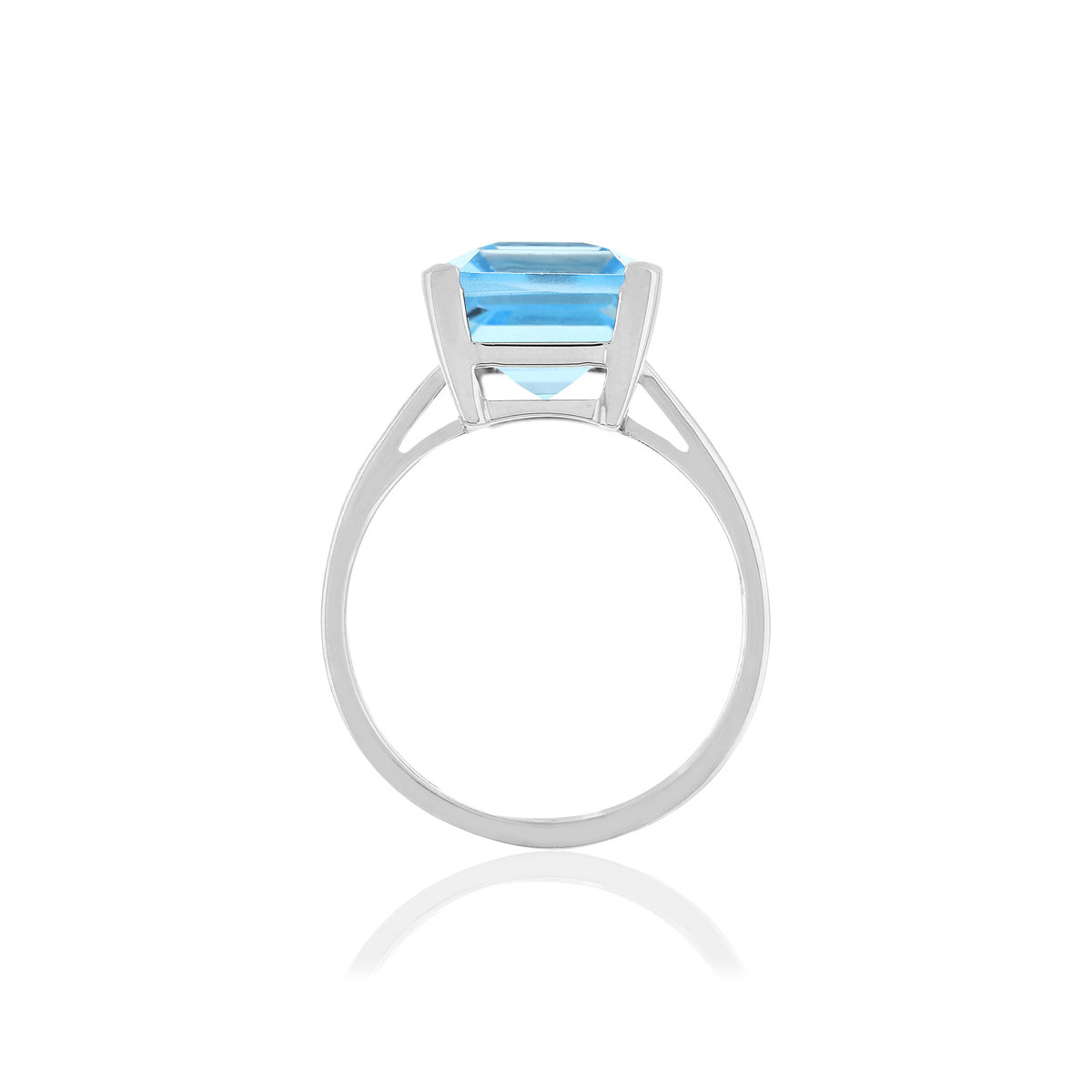 Bague or blanc 750, 1 Topaze bleue de 10,50 carats.