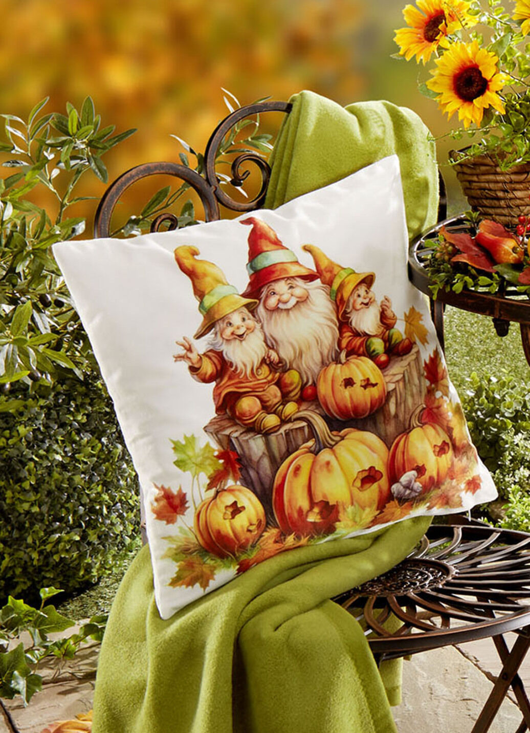 Herbstliche Kissenbezug in Samtoptik