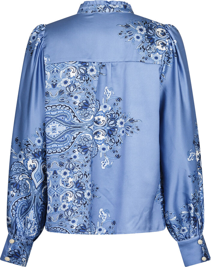 Neo Noir Massima Paisley Border Blouse Dusty blue