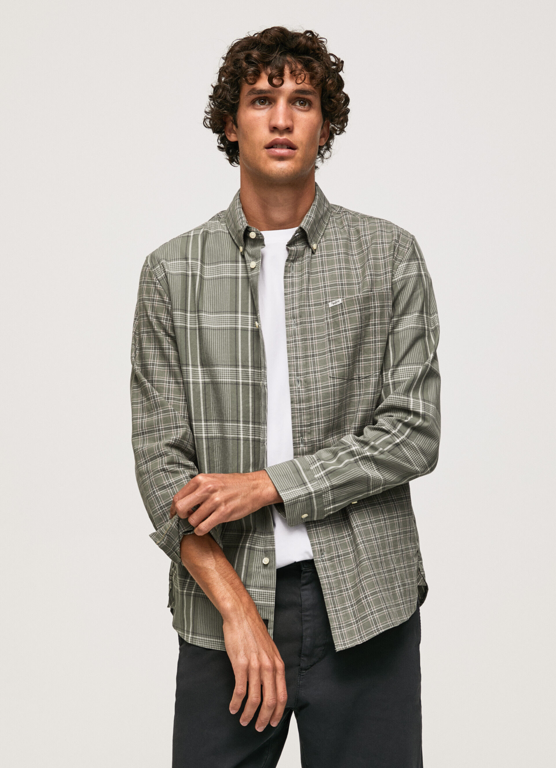 CAMISA XADREZ MISTA DE CORTE REGULAR - verde-esmeralda