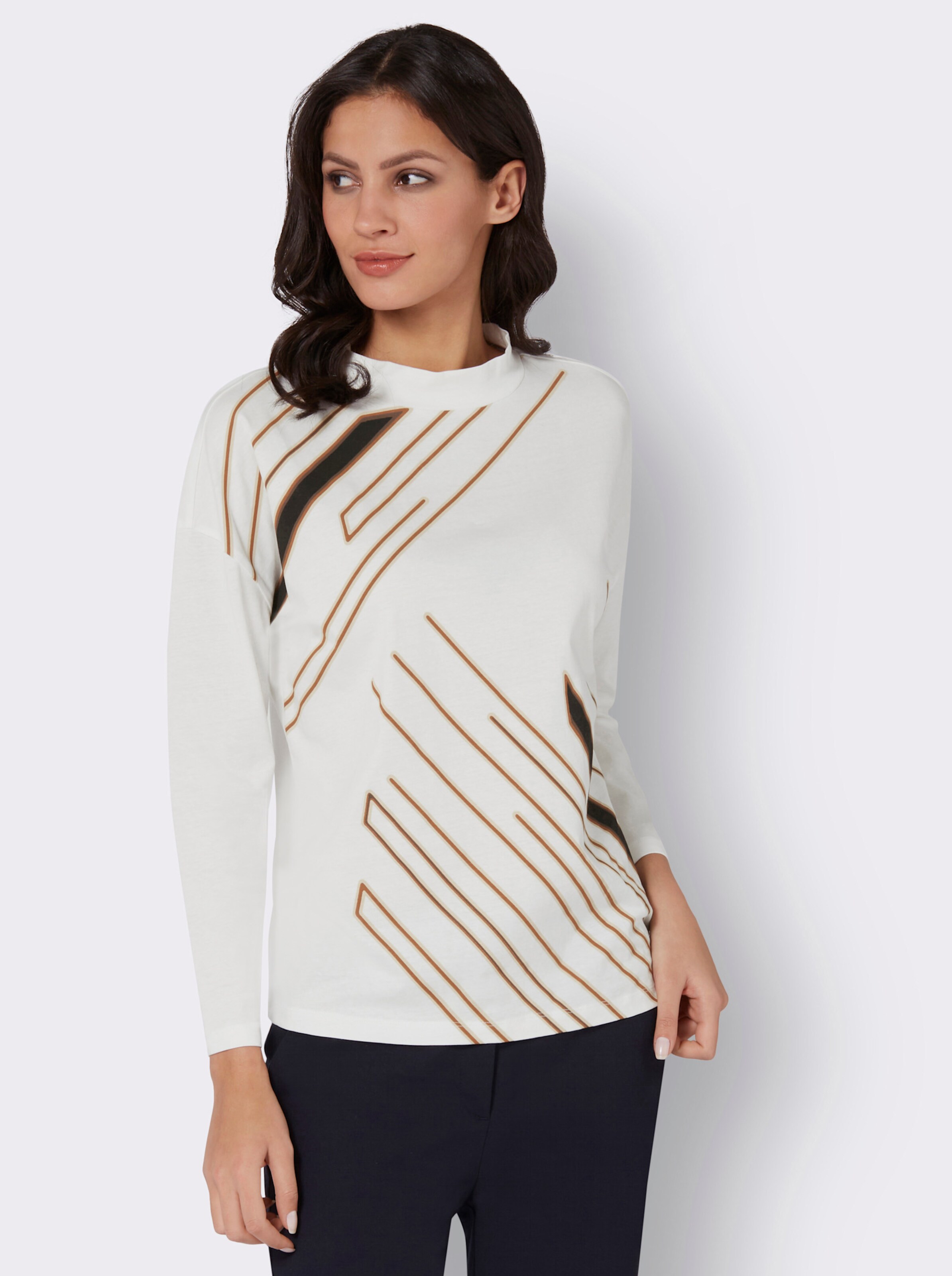 Stehkragenshirt aus reiner Baumwolle