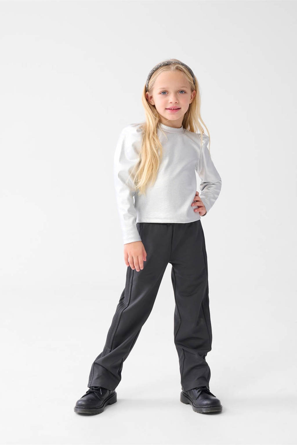 Shoeby wide leg casual broek grijs