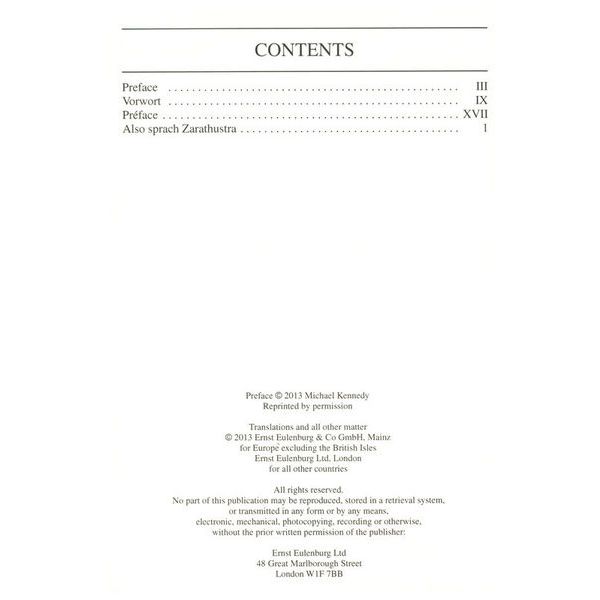 Edition Eulenburg Richard Strauss Zarathustra