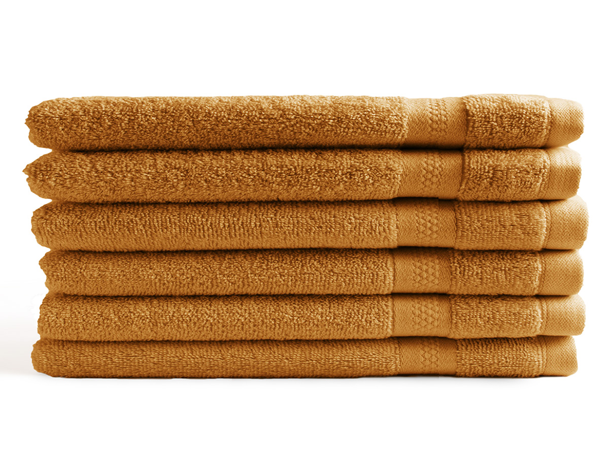 DoubleDry Hotel 16 x 21 cm set van 6 washandjes - oker geel