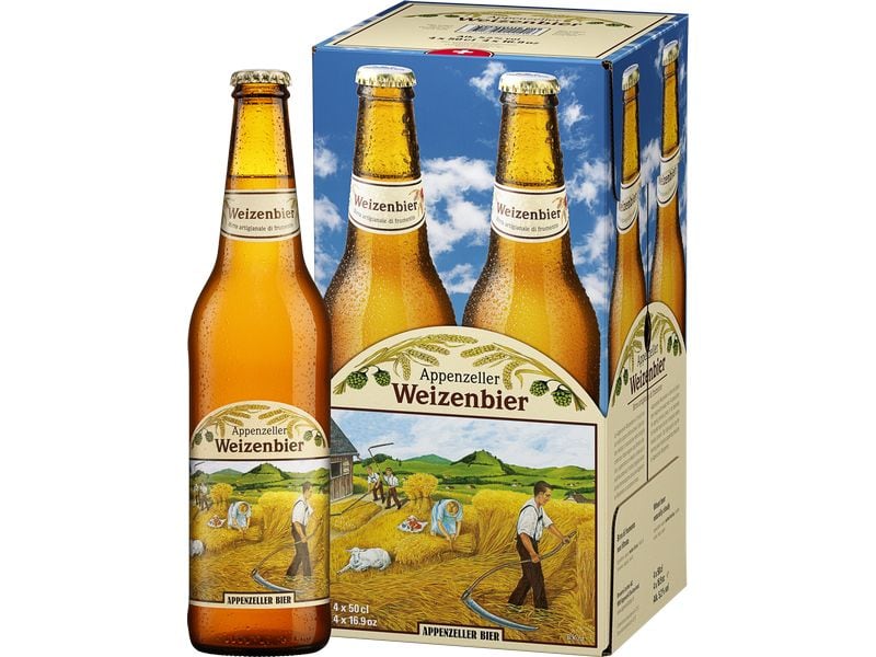 Appenzeller Bier Weizenbier 4 x 0.5 l Würzig-fruchtiges Weissbier aus der Schweiz