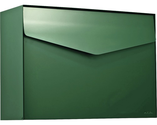 MEFA brievenbus, gepoedercoat staal, BxHxD 430x312x178 mm, Letter 111, mosgroen RAL 6005, zijdemat, zonder naamplaatje, met klep